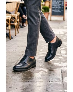 Thomas Blunt Leather Lace Up Brogue Shoe With Cushioned Insole - Blue