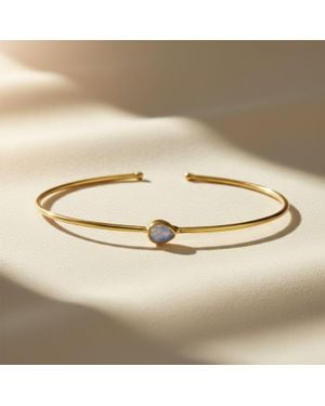 Harfi Opal October Birthstone Crystal Plated Bangle - Natural