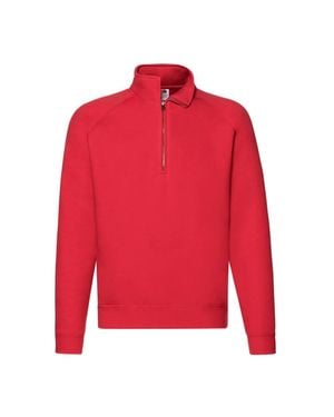 Fruit Of The Loom Premium Zip Neck Sweatshirt - Red