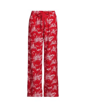 Lands' End Plus Pure Cotton Flannel Wide Leg Pyjama Bottoms - Red