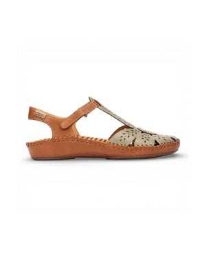 Infinity Leather Pikolinos Leather Cushioned Wedge Sandal Shoes - Brown