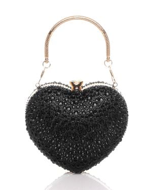 AJVANI Evening Diamante Heart Shape Prom Party Clutch Bag - Black