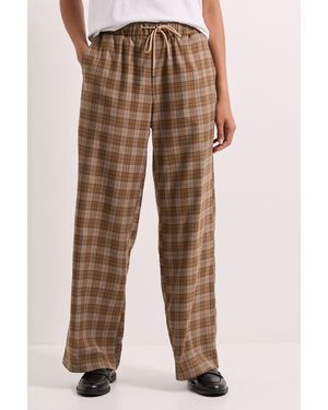Dorothy Perkins Elasticated Waist Wide Leg Stripe Trouser - Brown