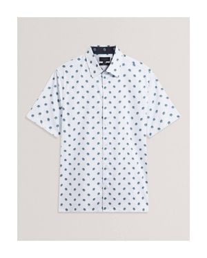 Ted Baker Chaska Regular Ditsy Floral Print Shirt - White