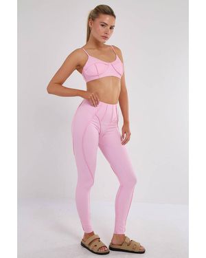 Stylewise Seam Detail Bralet & Leggings - Pink