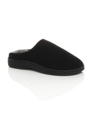 AJVANI Flat Heel House Shoes Corduroy Slippers - Black