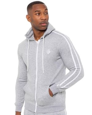 Enzo Zip Up Tape Hoodie - Grey