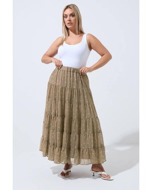 Yours Polka Dot Chiffon Skirt - Natural