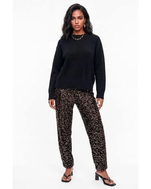 Lovedrobe Embellished Velvet Barrel Trousers - Black