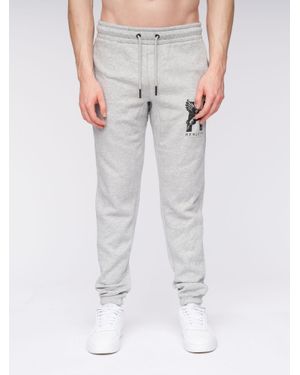 Henleys Curveball Carbon Brushed Cotton-Rich Joggers With Unique Print Detail - Grey