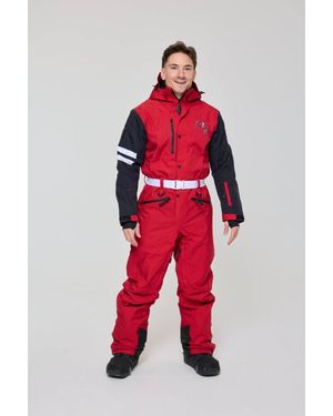 OOSC One-Piece Ski Suit Waterproof Insulated Freeride Fit - Red