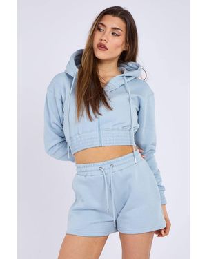 Stylewise Fleeced Zip Up Hoodie - Blue