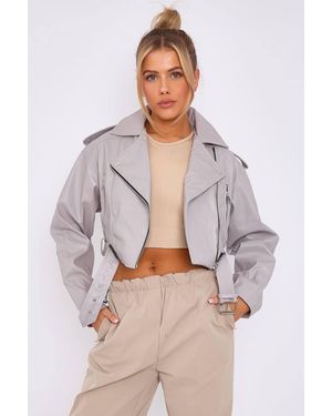 Stylewise Faux Leather Belted - Grey