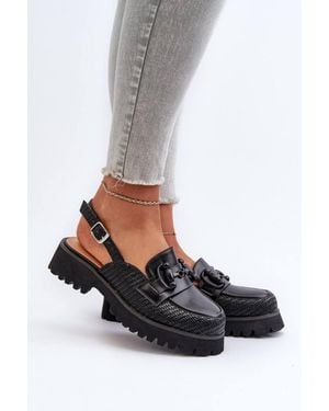 Love Lace Summer Platform Faux Leather Heeled Sandals - Grey