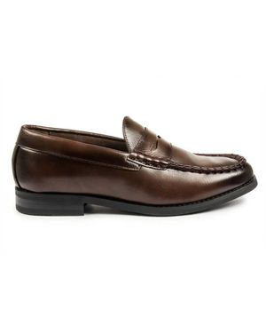 TruClothing Classic Penny Loafers Pu Leather Slip-On Dress Shoes - Brown