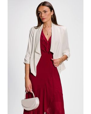 Jolie Moi Draped Open Collar Blazer - Red