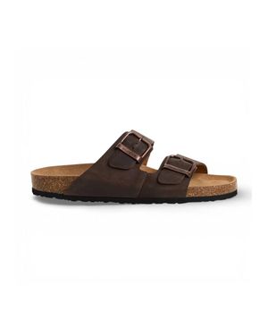 TruClothing Leather Slip-On Footbed Slipper Sandals - Brown