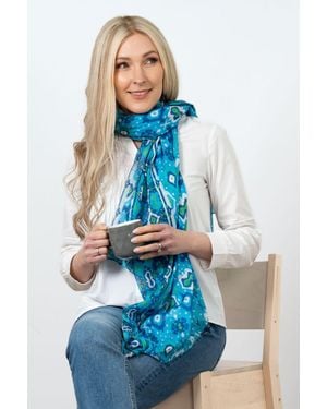 SARTA Turkish Ikat Print Cotton Scarf - Blue