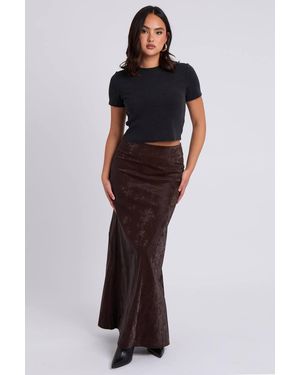Urban Bliss Pu Washed Maxi Skirt - Brown