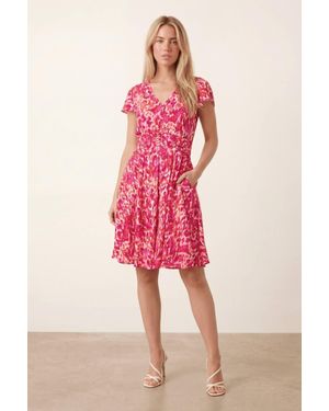 Style Cheat Flute Sleeve Mini Dress With Pockets - Pink
