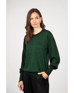 SARTA Penny Balloon Sleeve Glitter Jumper - Green