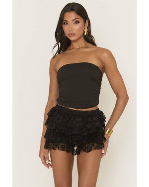 Rebellious Fashion Gianna Lace Tiered Skort - Black