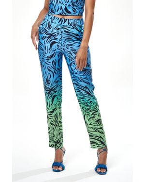Liquorish Zebra Print Ombre Trosuers - Blue
