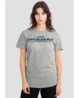 Marvel Captain America Brave New World Distressed Logo T-Shirt, Athletic Heather - Grey