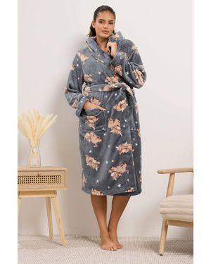 Yours Highland Cow Dressing Gown - Grey