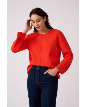 DAMART Fine Knit Drop Shoulder Relaxed Fit Jumper - Red