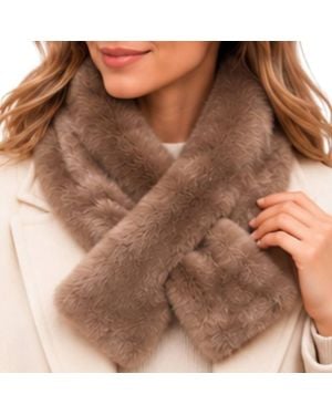 Love EMVY Faux Fur Pull Through Stole Scarf - Brown