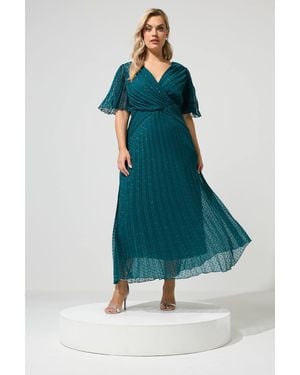 Yours Pleated Wrap Maxi Dress - Blue