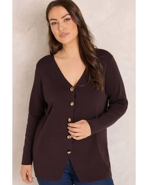 Evans Premium Button Cardigan - Black