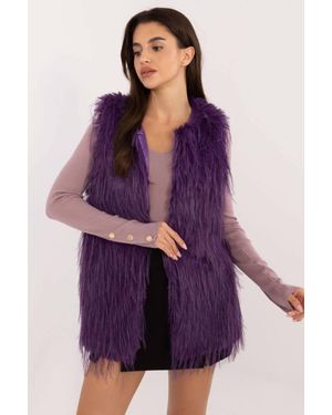 Love Lace Casual Hoodless Insulated Faux Fur Vest - Purple