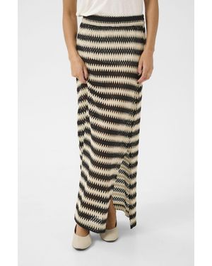 Kaffe Kamolin Lace Striped Maxi Skirt - Black