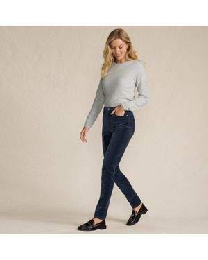 Lands' End Slim Leg Velvet Jeans, High Waisted - Blue
