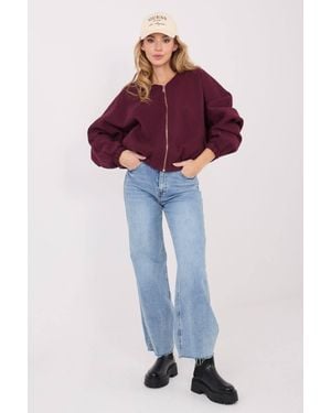 Love Lace Cotton V-Neck Long Sleeve Jacket With Zip - Red