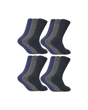 Sock Snob 12 Pairs Winter Warm Wool Blend Hiking Socks For Boots - Blue