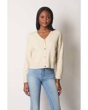 Solo V-Neck Buttoned Oversized Cardigan With Pockets - Blue