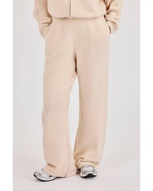 CERNUCCI Knitted Wide Leg Jogger - Natural