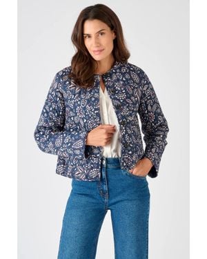 DAMART Lightweight & Stylish Floral Quilted Cropped Jacket - Blue