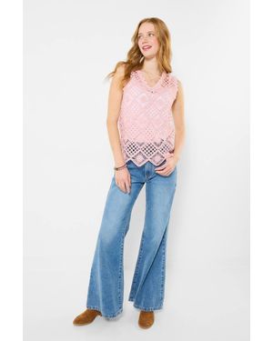 Joe Browns V Neck Crochet Vest - Blue