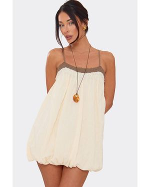 EGO Strappy Contrast Trim Mini Dress - Natural
