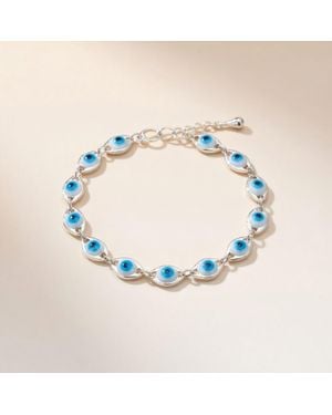 The Colourful Aura Minimalist Adjustable Evil Eye Charm Beaded Protection Dainty Bracelet - Blue