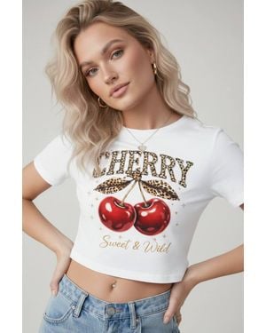 Stylewise Cherry Graphic Print - White