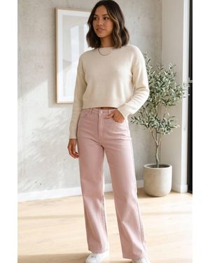 Femme Luxe High Waisted Wide Leg Jeans - Natural