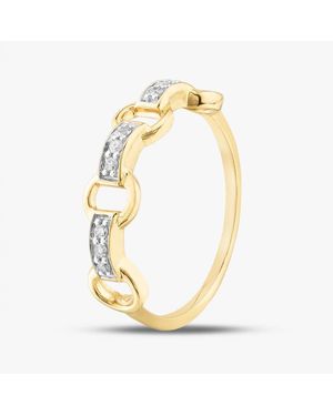 T.H.Baker 9Ct 0.06Ct Brilliant Cut Diamond Link Shaped Ring - Metallic