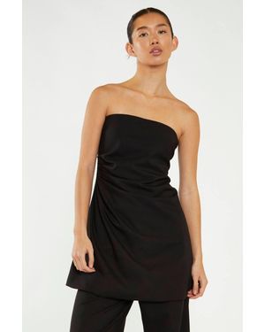 Shnoo Gathered Waist Longline-Top - Black