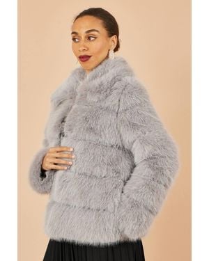 Yumi' Luxe Faur Fur Coat - Grey