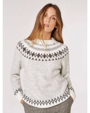 Apricot Fair Isle Gem Embellished Jumper - White
